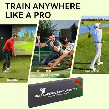 MIKOSI Adjustable Golf Alignment Stick Holder, Golf Training Aid with 48" Collapsible Alignment Sticks for Aiming, Putting, Swing Trainer, Golf Accessories Suitable for Golf Backyard Practice