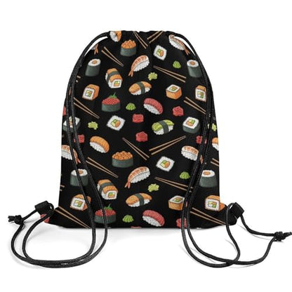 Travel Drawstring Backpack Theft Proof Cinch Sack Water Resistant Sackpack for Camping Hiking Outdoor Sports, Japanese Sushi Bags - color: Picture (368)