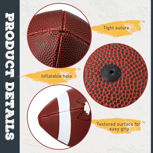 WinnerWhy 6 Pcs Inflatable Footballs Composite Leather Footballs with Pump Official Size Balls for Youth, Junior, Adult, College, High School, American Foot Ball Training Sport Gifts - size: Size 6