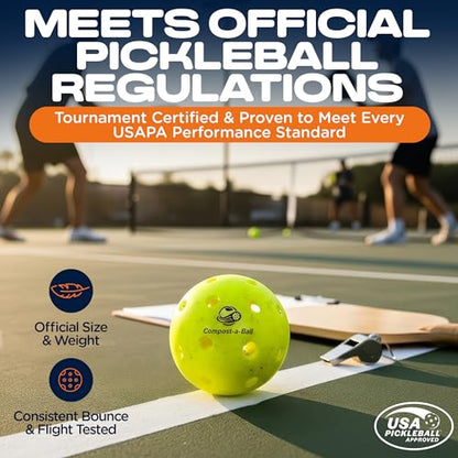 Eco Sports Pickleball Balls Outdoor – Pack of 6, 40 Hole Regulation Outdoor Pickle Balls for Training and Matches – USAPA Approved