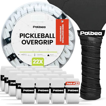 Pickleball OverGrip Tape - Pack of 3/6/12/22/60 - Extra Tacky White Pickleball Grip Tape - High Sweat Absorption & Non-Slip Soft Touch. Accessories Designed to Enhance Your Pickleball Paddle Grip Tape - style: 22-Pack White