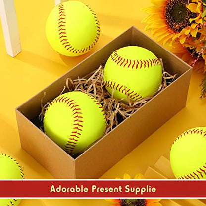Lewtemi 11" Softballs Official Size and Weight - Yellow Leather Covered Slowpitch and Fastpitch Training Balls for Youth Practice Games and Drills for Teams and Beginners