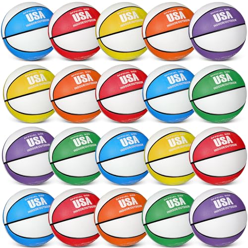 Libima 24 Pcs Rubber Basketballs Bulk with Pump Official Size Multicolor Basket Balls Set for Gifts Indoor Outdoor Training Practice - color: Bright Colors, size: Size 6