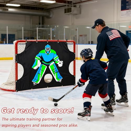 Ice Hockey Shooting Target: Quick Install Precision Practice Waterproof Training Aid Improve Accuracy for Outdoor Indoor Sport Field Teens Adult Coach Players - size: 72x48"