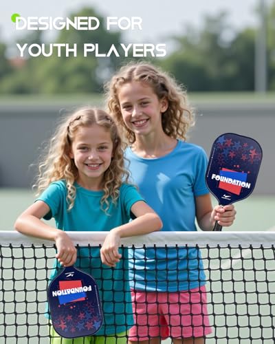 Warping Point Junior Pickleball Paddle – T700 Carbon Fiber Face, Lightweight Polymer Core, Designed for Kids 12 & Under and Teens 13+, Youth-Friendly Grip and Balanced Control - size: 13.3mm