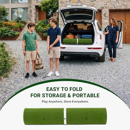 Large Golf Hitting Mat 5x4ft Indoor Outdoor Backyard, Thick Golf Practice Mat with Phone Slot & Ball Tray, Heavy Duty Artificial Turf Driving Range Golf Simulator Mat with Alignment Line - color: 5x4ft26mm