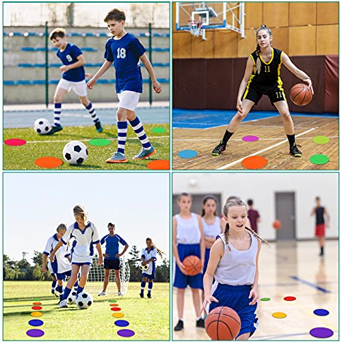 Poly Spot Markers Rubber Floor Dots 9 inch 8/16/24 Pcs Flat Cones Non-Slip Agility Markers Poly Spots for Gym Soccer Basketball Sports Speed Agility Training, Exercise Drills