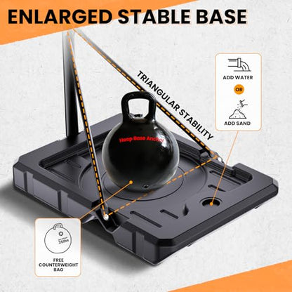 Portable Basketball Hoop for Kids & Teens, 4.1–8.5FT Adjustable Height, 32'' Shatterproof Backboard, Fillable Base with Weight Bag, Outdoor Goal for Backyard & Driveway(Black)