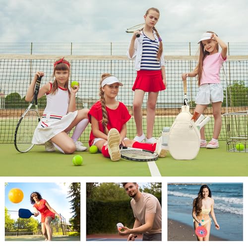 KAVIGOR Tennis Bag, Tennis Backpack Holds 2 Rackets, Quilted Crossbody Sling Bag, Waterproof Pickleball Bags with Safety Pocket for Women and Men