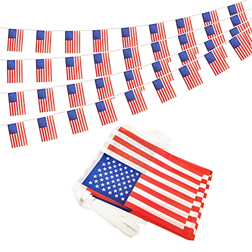 50 Feet USA American Banner Flag String, US United States Mini Flag Small Banner, for Party, Shops and Bars Decorations, Outdoor Decorations, 38 Flags (USA) - color: USA