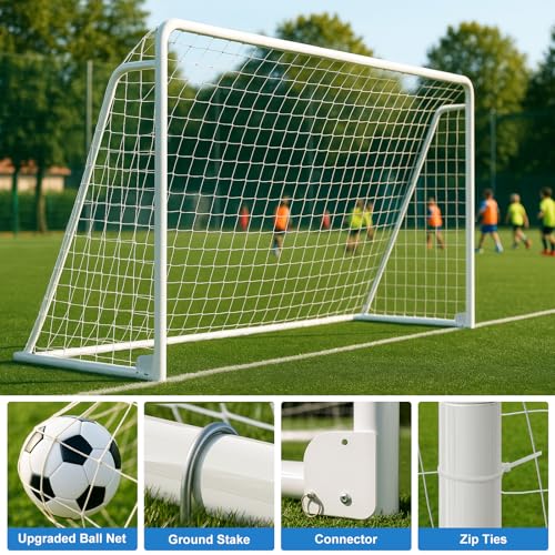 MOPHOTO Soccer Goal, 6X4/8x6/10x6.5/12x6/16x7/18.5x6.5/21x7/24x8ft Soccer Goals for Backyard, Full Size Soccer Goal for Teens & Adults Training - size: 12x6.0FT, style: Alloy Steel-Foldable