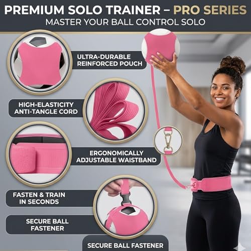 Volleyball Rebound Belt Trainer - Solo Practice Tool, Volleyball Training Equipment Aid to Master Serving Spike, Serve, Set & Pass Like a Pro - No More Ball Chasing, Volleyball Trainer Gift - color: Pink