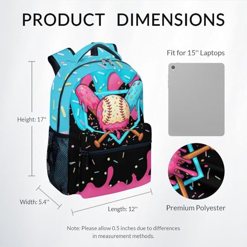 Baseball Backpack for Boys Kids - Kids Backpacks Sports School Bookbag Youth Player Gift 17" Drip Design Schoolbag for Elementary Primary - color: Pink