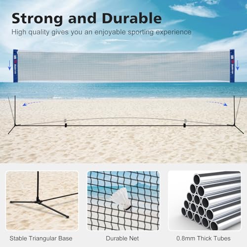 Portable Badminton Net, Versatile Foldable Badminton Net, Standard Size for Indoor & Outdoor Sports -Volleyball & Tennis Training