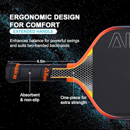Professional Pickleball Paddles - T700 Raw Carbon Fiber with Foam Injected Edges for Expanded Sweet Spot - Control & Power Paddle for All-Level Players ﻿ ﻿ - color: Gradient Yellow Orange Pickleball Paddle