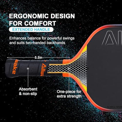 Professional Pickleball Paddles - T700 Raw Carbon Fiber with Foam Injected Edges for Expanded Sweet Spot - Control & Power Paddle for All-Level Players ﻿ ﻿ - color: Gradient Yellow Orange Pickleball Paddle