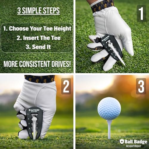 Adjustable Golf Tee Height Tool (5-Level Precision) – Universal Fit for Wooden & Plastic Tees, Consistent Tee Height Setter for Drivers, Fairway Woods & Irons, Durable Aluminum Golf Swing Training Aid - color: Black