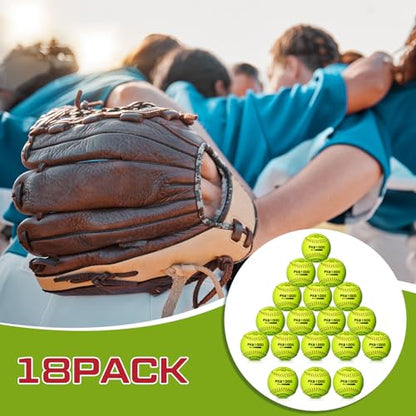 WinnerWhy 18 Pcs Sports Practice Softballs Leather Covered Training Ball Slow Pitch Softball Balls for Games, Practice and Training