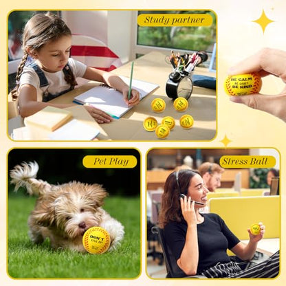 Blulu 30 Pieces Mini Softball Stress Balls with Motivational Quotes Baseball Party Favors Sport Squeeze Foam Balls Yellow Baseball Fidget Toys for Anxiety Relief Birthday Gift Carnival Party Supplies
