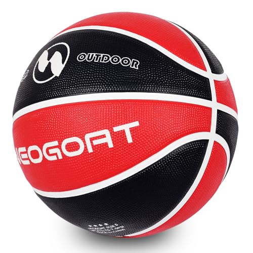 Kids Toddler Youth Size 3/4/5 Basketball 22/25.5/27.5",Durable High-Bounce Thickened Rubber Youth 25.5/27.5" Basketball Size 3/4/5 for in & Outdoor Play, for Boys & Girls Gifts(Deflated) - color: Black/Red-Thickened Rubber-Without Pump, size: Size 5 Kids