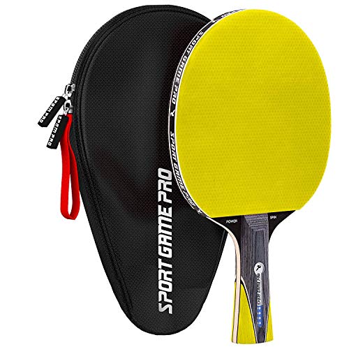Ping Pong Paddle with Killer Spin + Case for Free - Professional Table Tennis Racket for Beginner and Advanced Players - Improve Your Ping Pong Skills with JT Ping Pong Paddle Set - color: Yellow