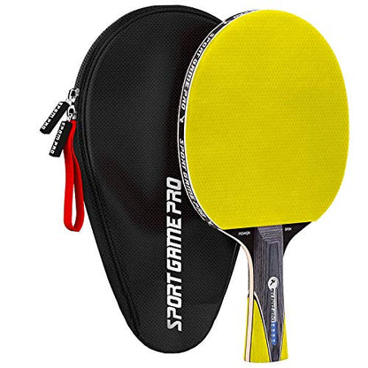 Ping Pong Paddle with Killer Spin + Case for Free - Professional Table Tennis Racket for Beginner and Advanced Players - Improve Your Ping Pong Skills with JT Ping Pong Paddle Set - color: Yellow