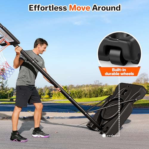 Yohood Basketball Hoop Outdoor 10ft Adjustable, Portable Basketball Hoop Goal System for Kids Youth and Adults in Backyard/Driveway/Indoor, 44 Inch Shatterproof Backboard and Larger Base - style: Gray