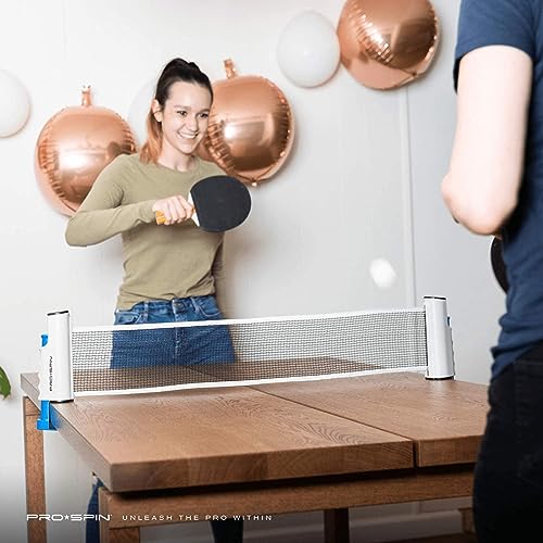 PRO-SPIN Retractable Ping Pong Net – 72" Table Tennis Net with Clamps | Portable Ping Pong Net for Any Table | Includes Custom Mesh Storage Bag | Replacement Table Tennis Net Posts - color: 1-Pack | Blue