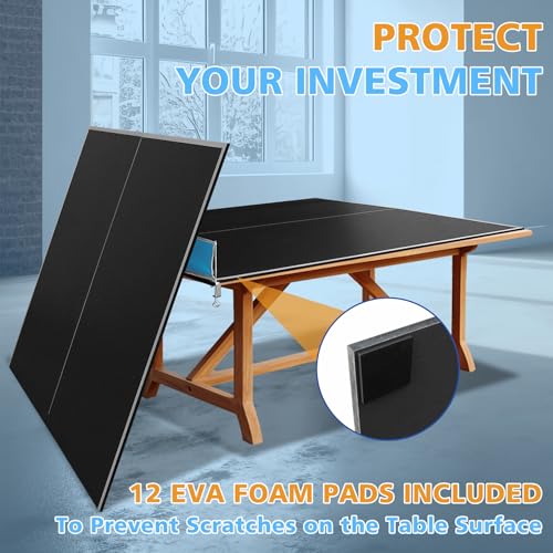 7 * 4ft Portable Ping Pong Table Top, Foldable Ping Pong Table Topper for Pool Table with Net & Premium Foam Padding - color: Black