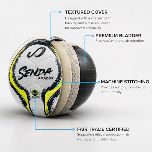 Senda Amador Training Soccer Ball, Fair Trade Certified - color: White/Yellow, size: Size 5 (Ages 13 & Up)