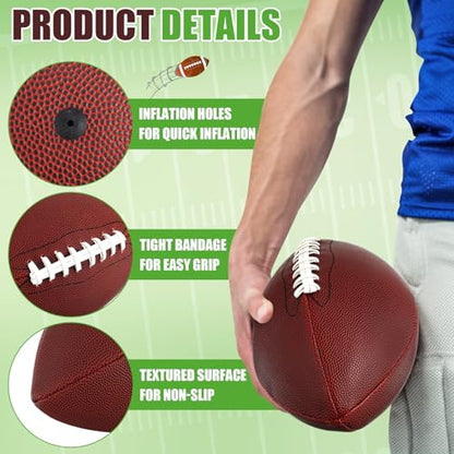 Syhood 12 Pack Composite Leather Footballs Official Size Footballs Bulk Leather Inflatable Football with Pump Regulation Highschool College Football for Training and Recreational Play - color: Brown, size: Size 9