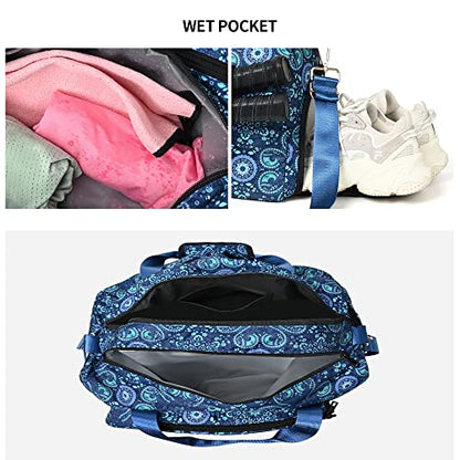 Boulder Bee Pickleball Bags, Premium Pickleball Tote Bag for Girls, Women’s Hand/Shoulder Gym Bag w Water Bottle Holder, with Pickleball Racquet/Paddle Holder - color: Duffel Bag-Blue