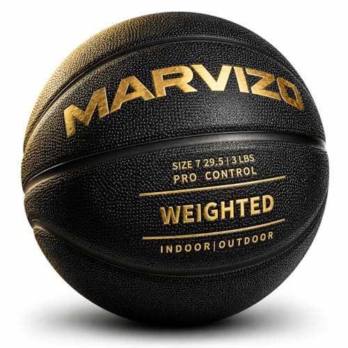 3LBS Elite Weighted Heavy Basketball Training Equipment, Official Size 7 (29.5"), Durable in&Outdoor, Enhanced Grip Composite Leather, Improve Handling Dribbling Passing Rebounding Skills