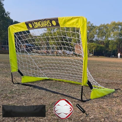 LOMGWAYS Soccer Goal – Foldable Frame Net for Kids + Youth – Indoor + Outdoor Soccer Goal with Carry Bag – Easy Set up – Multiple Sizes for Practice & Games - size: 2x2.6FT(Size 1 Ball)Green