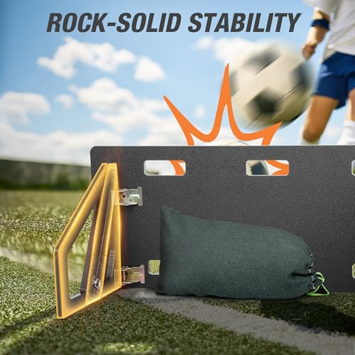 WARMOUNTS Large Soccer Rebounder Board, 3 Adjustable Angles Soccer Kick Back Trainer Board with 2 Sandbags, Portable Soccer Wall Rebounder for Control, Passing and Shooting Practice (40'' x 16'')