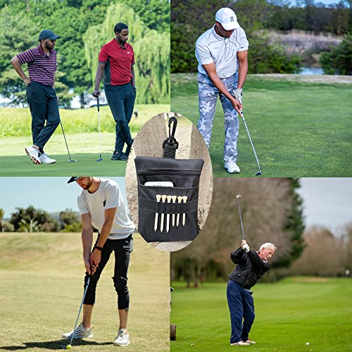Golf Tee Pouch Bag, Zipper Golf Ball Bag, Accessory Pouch for Men - color: Black 2PCS