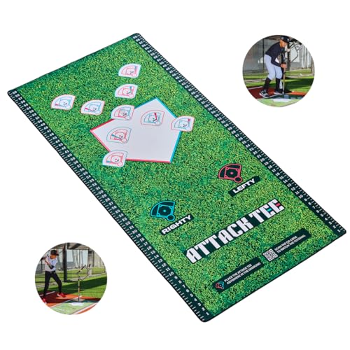 Attack Mat - Premium Batting Mat for Baseball & Softball Practice, Baseball Hitting Mat with Optimal Contact Point, Tee, and Foot Placement Placement Guide. Ideal for Hitting Instructors. - style: Attack Mat Black