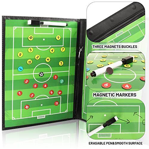 Soccer Coaching Board, Magnetic Soccer Clipboard for Coaches, Foldable Board with Dry Erase Marker