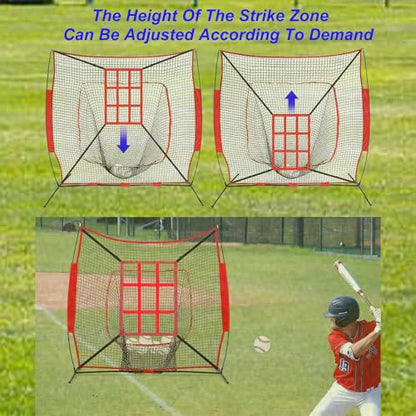 VERAMI Adjustable Strike Zone Target for Baseball Softball net, 9 Hole Throwing Pitching Hitting Batting Catching Practice Target, Pitcher Accuracy Training Aids