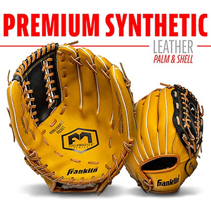 Franklin Sports Field Master Baseball + Softball Glove - Field Master Adult + Youth Baseball + Softball Mitt - Men's + Women's Gloves - Right Hand Throw