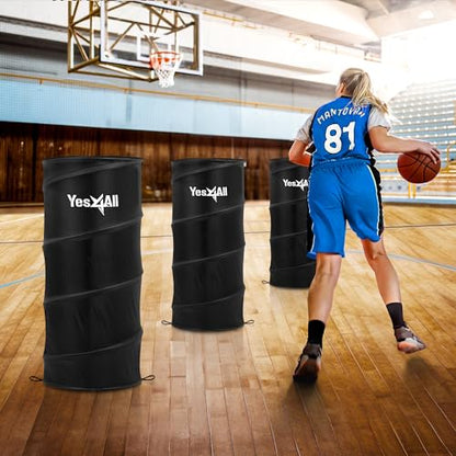 Yes4All Pop Up Defender, 3-Pack Basketball Youth Training Equipment, Portable Football Soccer Basketball Drill Defender