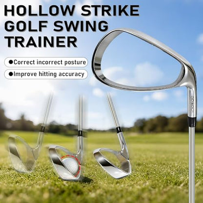 Gowolf Hollow Strike Golf Swing Trainer - Training Golf Club with Instant Feedback, Corrects Swing Path for Right Handed Golfers, Beginner to Advanced Practice Aid for Golfers