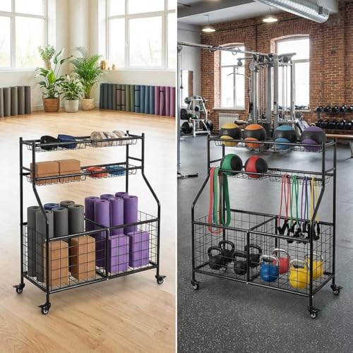 Garvee Ball Storage Cart, Sports Equipment Garage Organizer with Wheels for Sports Gear and Toys, Rolling Indoor/Outdoor Storage Cart