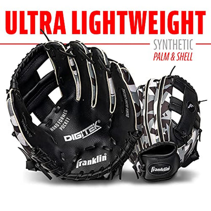 Franklin Sports Kids Baseball Gloves - RTP Youth Teeball Glove + Ball Set - Boys + Girls Teeball Mitt - 9.5" - color: Black/White