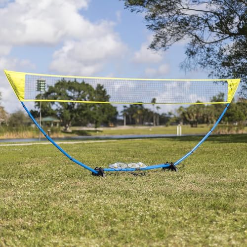 EastPoint Easy Setup Badminton Set - 15 ft Net, 4 Rackets, 2 Shuttlecocks - Quick Setup Net for Backyard Games - Steel Shaft Badminton Rackets for Family Games - Durable Shuttlecocks for Outdoors