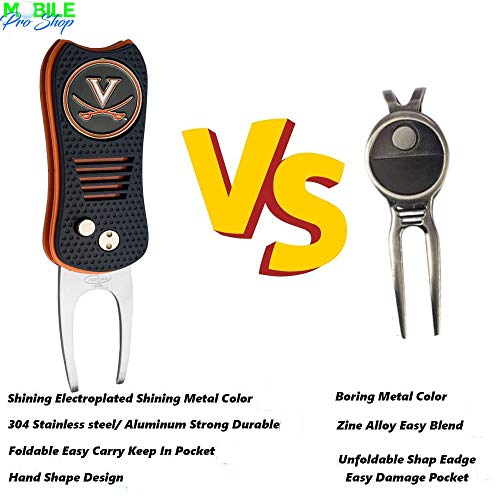 Switchblade Divot Repair Tool with Logo Printed Removable Magnetic Ball Marker-Best Divot Fixer - style: Virginia Cavaliers