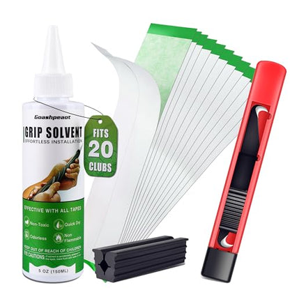 Regripping Fits 20 Golf Clubs Professional Golf Grip Kit, Inlcudes 5 oz Solvent and 20 Double Coated Tapes, Hook Knife, Rubber Vise Clamp