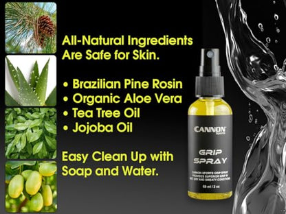 Cannon Sports All-Weather Hand Grip Spray for Athletes - Instant Tack Zero-Slip Hand Control - Boost Traction & Performance in Pickleball, Golf, Tennis, Football & More - 60ml Natural Formula