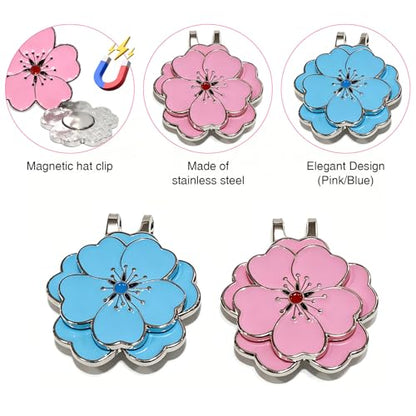 6 Pcs Magnetic Golf Ball Marker with Hat Clip Set, Flower Shape Strong Magnet Golf Markers, Golf Bag Cap Accessories for Men Women Golfers, Ideal Gift for Golf Enthusiasts