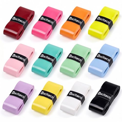 Pickleball Overgrip, 12 Pack Pickleball Grip Tape for Paddle, Non-Slip Sweat Absorbent Pickleball Paddle Grip Wrap, Durable Overgrip Tape for Pickleball Paddle, Improved Control & Comfort - color: Colorwave - 12-Pack